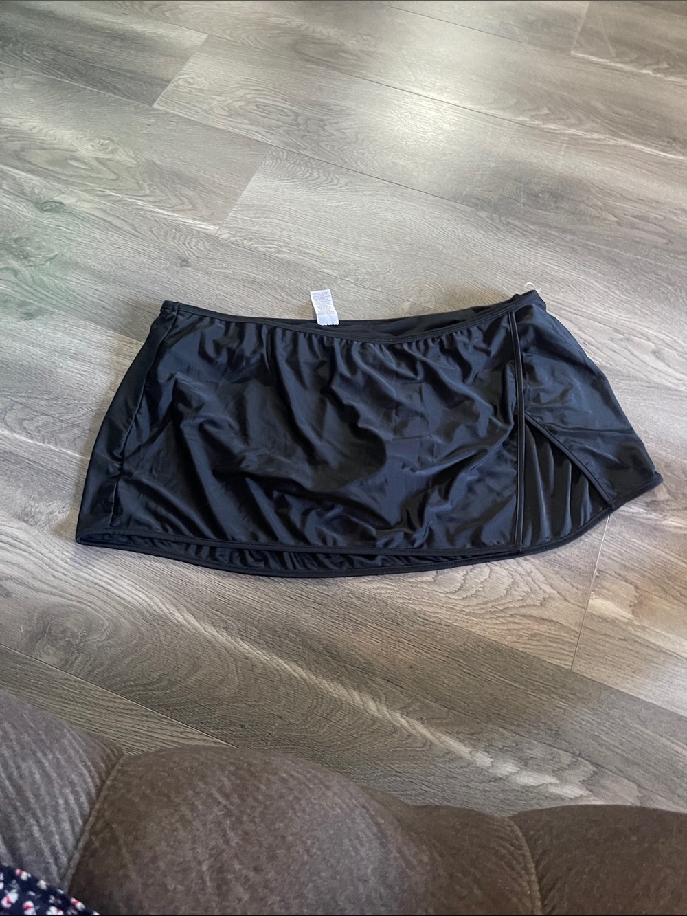 Time and Tru Black Swim Skirt with Side Slit Detail
